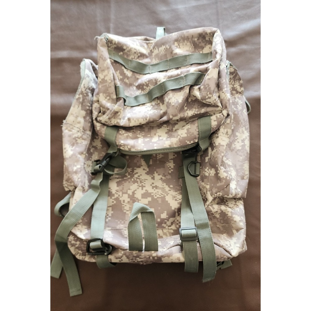 Large ACU Digital Camo Tactical Backpack Rucksack 60L Hiking Bug Out Bag Used